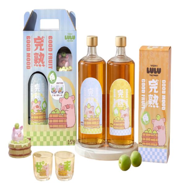 罐頭豬LuLu盒款乙瓶公仔玻璃酒杯2入2