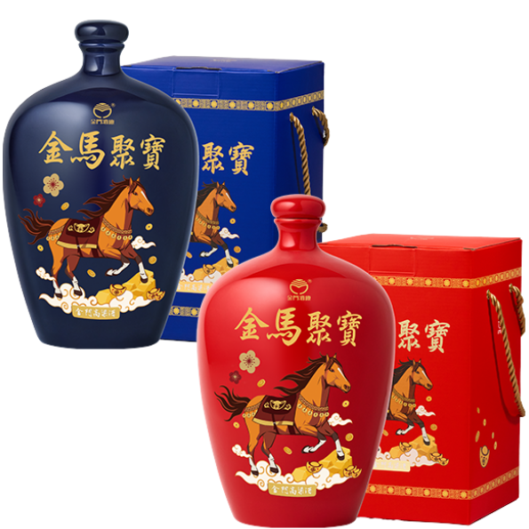 金門酒廠 戰酒黑金龍金馬聚寶高粱酒(藍+紅)