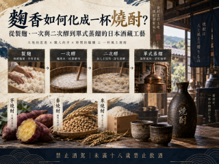 麴香如何化成一杯燒酎？從製麴、一次與二次醪到單式蒸餾的日本酒藏工藝