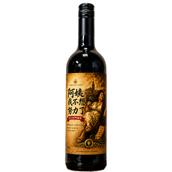卡斯特羅酒莊 阿姨我不想努力了經典紅葡萄酒 七夕趣味送禮紅酒