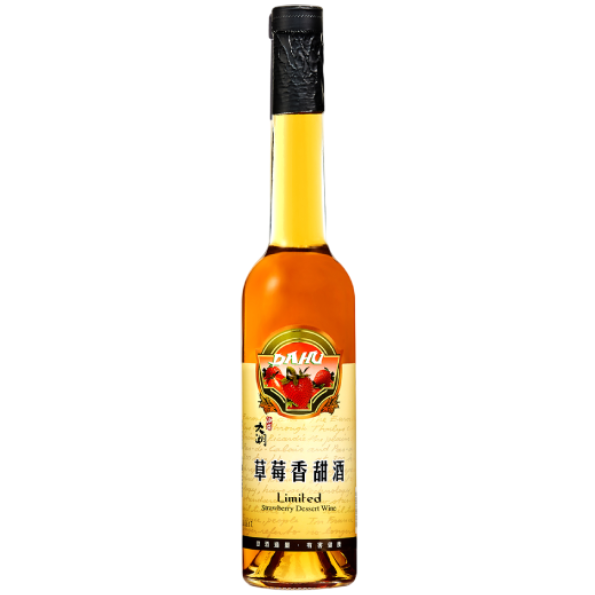 大湖酒莊 水果釀造酒 草莓香甜酒 產品瓶身示意圖