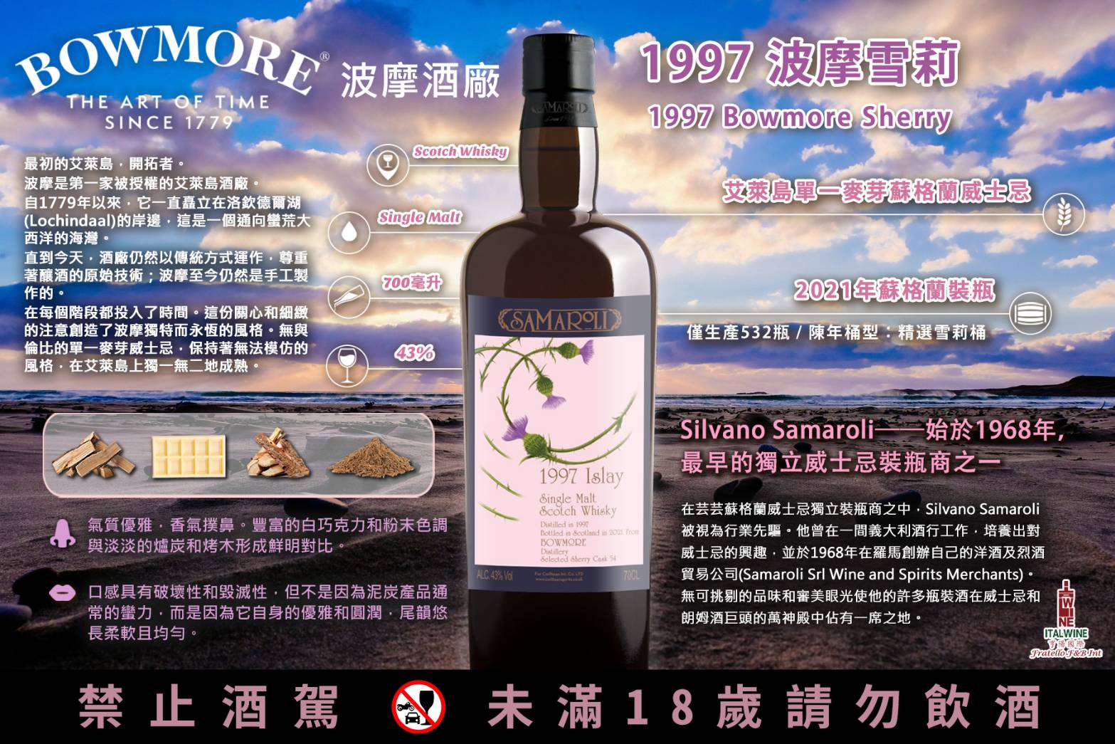 薩馬羅利 1997 波摩雪莉威士忌 Silvano Samaroli Bowmore 1997 Sherry Scotch Whisky