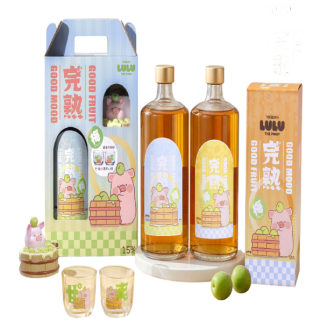 罐頭豬LuLu盒款乙瓶公仔玻璃酒杯2入 罐頭豬LuLu盒款乙瓶公仔玻璃酒杯2入